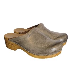 Dansko Charcoal Gray Distressed Mules Clogs Shoes Size 39, US 8.5-9